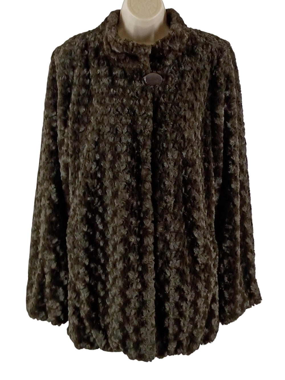 Dennis Basso Women's Faux Fur Coat - Dark Brown Size Large